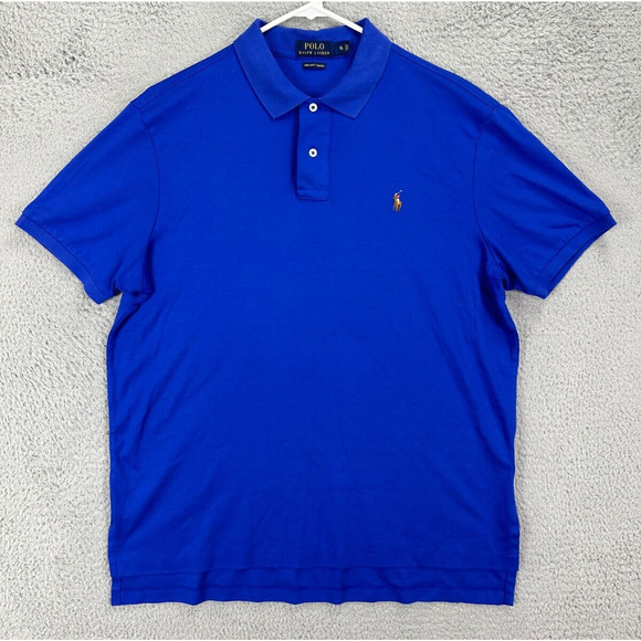 Polo Ralph Lauren Shirt Mens Extra Large‎ Blue Pima Soft Touch Pony Polo Rugby - Picture 1 of 8